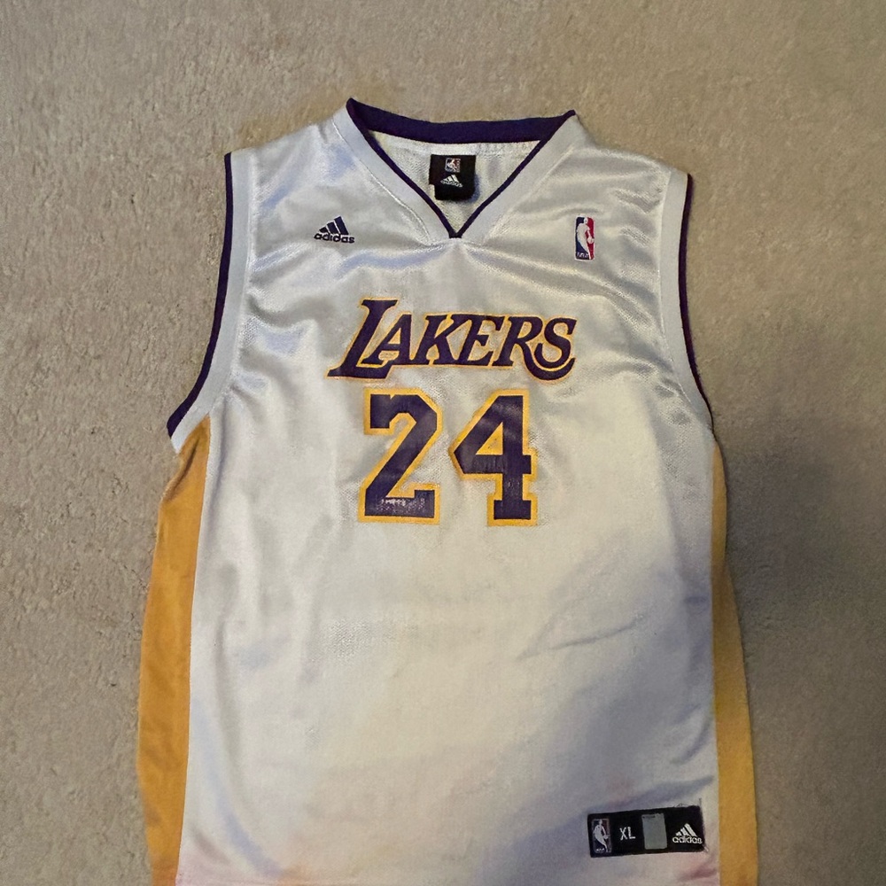 Authentic Adidas White and Gold Kobe lakers Jersey